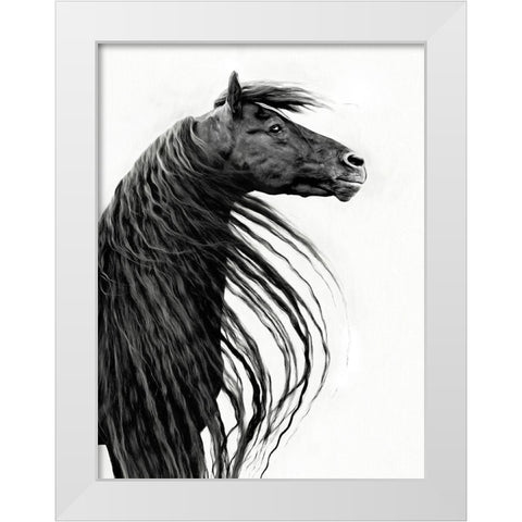 Black and White Horse Portrait II White Modern Wood Framed Art Print by PHBurchett