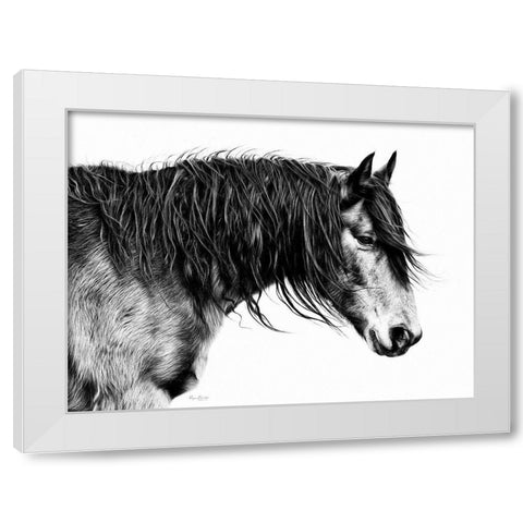 Black and White Horse Portrait III White Modern Wood Framed Art Print by PHBurchett