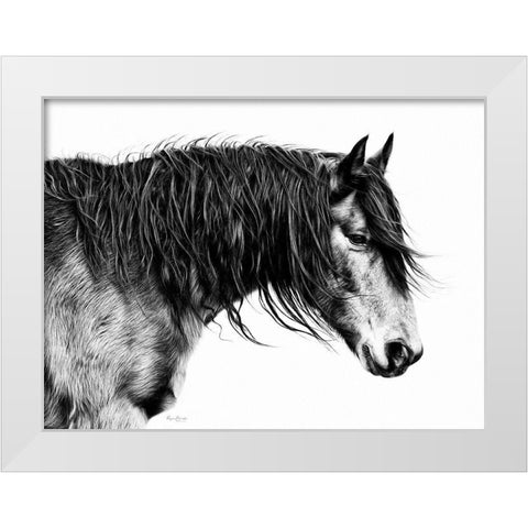 Black and White Horse Portrait III White Modern Wood Framed Art Print by PHBurchett