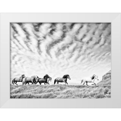 Horse Run III White Modern Wood Framed Art Print by PHBurchett