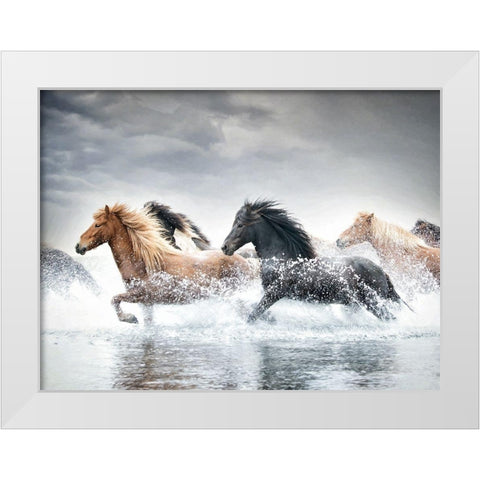 Horse Run V White Modern Wood Framed Art Print by PHBurchett