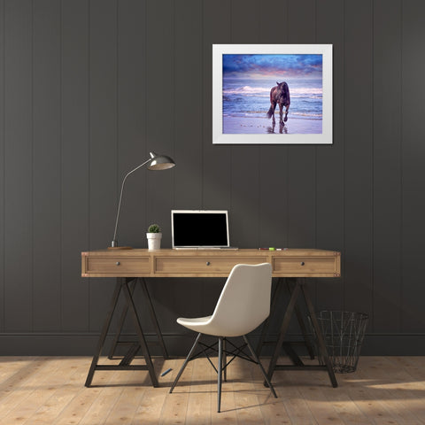 Running in the Sand I White Modern Wood Framed Art Print by PHBurchett