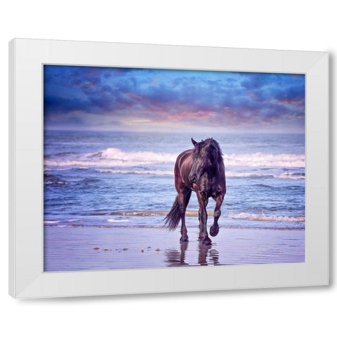 Running in the Sand I White Modern Wood Framed Art Print by PHBurchett