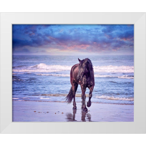 Running in the Sand I White Modern Wood Framed Art Print by PHBurchett