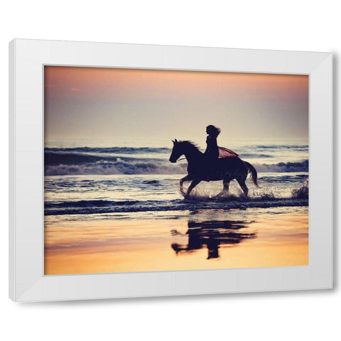 Running in the Sand III White Modern Wood Framed Art Print by PHBurchett
