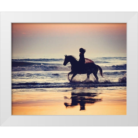 Running in the Sand III White Modern Wood Framed Art Print by PHBurchett