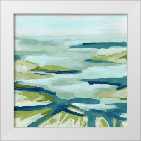 Blue Delta I White Modern Wood Framed Art Print by Vess, June Erica