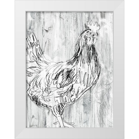 Barnwood Flock I White Modern Wood Framed Art Print by Vess, June Erica
