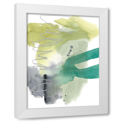 Graffiti Green I White Modern Wood Framed Art Print by Goldberger, Jennifer