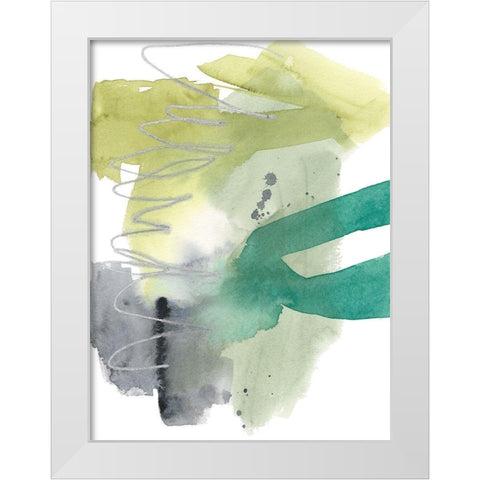 Graffiti Green I White Modern Wood Framed Art Print by Goldberger, Jennifer