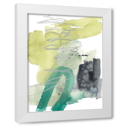 Graffiti Green II White Modern Wood Framed Art Print by Goldberger, Jennifer