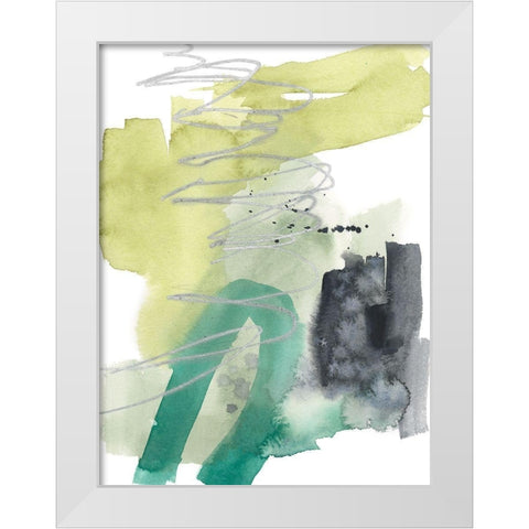 Graffiti Green II White Modern Wood Framed Art Print by Goldberger, Jennifer