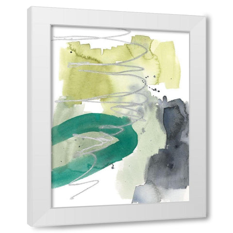 Graffiti Green III White Modern Wood Framed Art Print by Goldberger, Jennifer