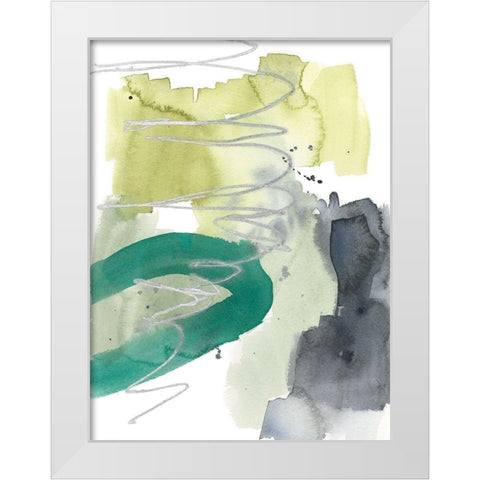 Graffiti Green III White Modern Wood Framed Art Print by Goldberger, Jennifer