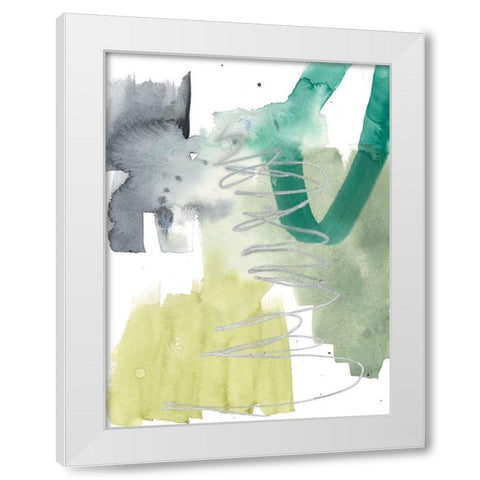 Graffiti Green IV White Modern Wood Framed Art Print by Goldberger, Jennifer