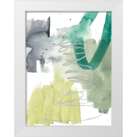 Graffiti Green IV White Modern Wood Framed Art Print by Goldberger, Jennifer