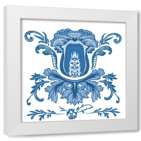 Indigo Chintz III White Modern Wood Framed Art Print by Wang, Melissa