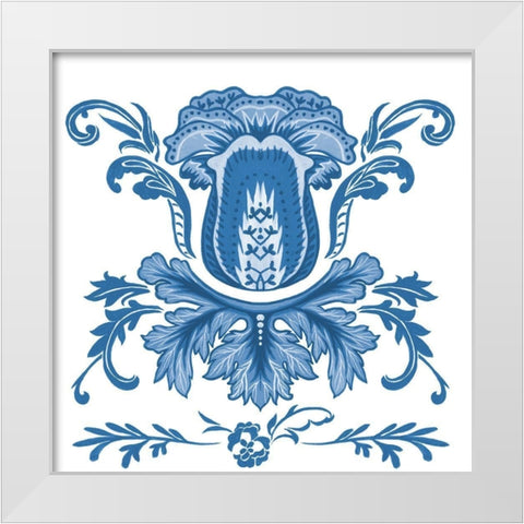 Indigo Chintz III White Modern Wood Framed Art Print by Wang, Melissa