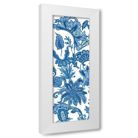 Indigo Chintz V White Modern Wood Framed Art Print by Wang, Melissa