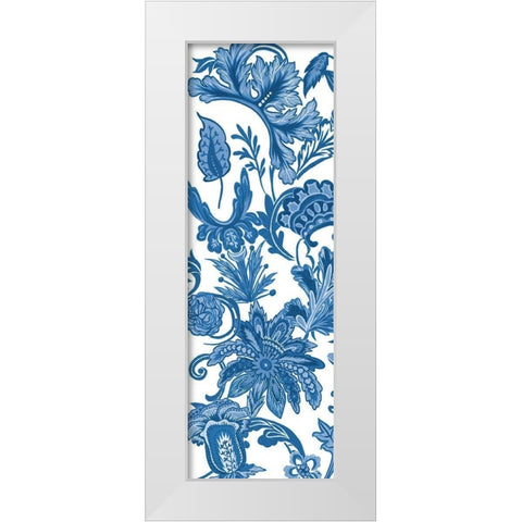 Indigo Chintz V White Modern Wood Framed Art Print by Wang, Melissa