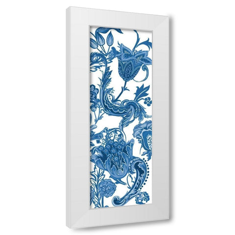 Indigo Chintz VI White Modern Wood Framed Art Print by Wang, Melissa