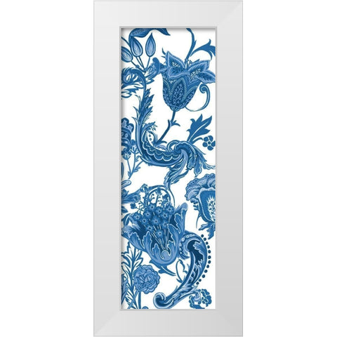 Indigo Chintz VI White Modern Wood Framed Art Print by Wang, Melissa