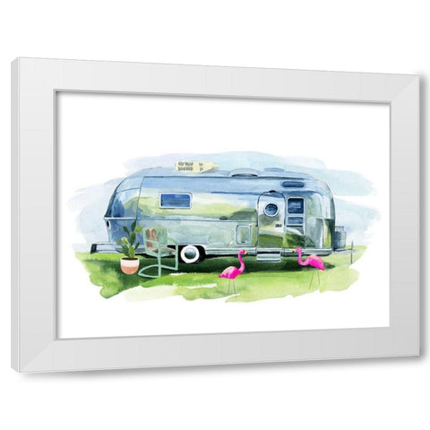 Happy Camper I White Modern Wood Framed Art Print by Warren, Annie