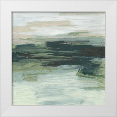 Moss Fields I White Modern Wood Framed Art Print by Vess, June Erica