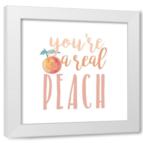 Peach Life II White Modern Wood Framed Art Print by Studio W