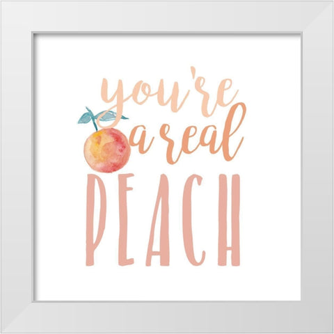 Peach Life II White Modern Wood Framed Art Print by Studio W