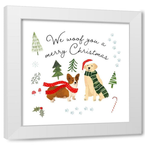 Holidogs I White Modern Wood Framed Art Print by Barnes, Victoria