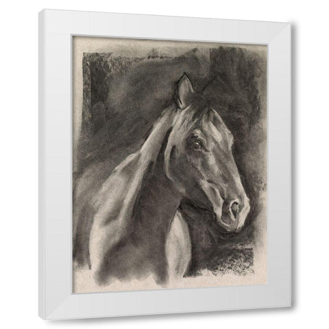 Charcoal Horse Study on Grey I White Modern Wood Framed Art Print by Parker, Jennifer Paxton
