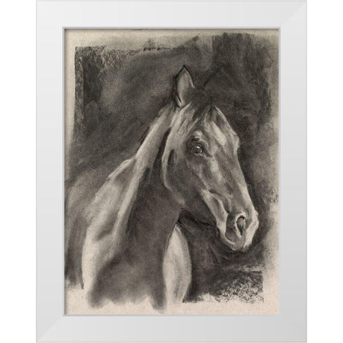 Charcoal Horse Study on Grey I White Modern Wood Framed Art Print by Parker, Jennifer Paxton