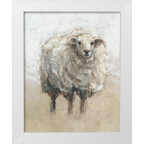 Fluffy Sheep II White Modern Wood Framed Art Print by Harper, Ethan