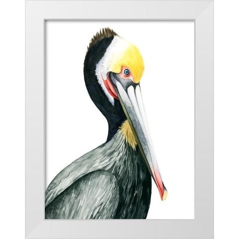 Watercolor Pelican I White Modern Wood Framed Art Print by Popp, Grace