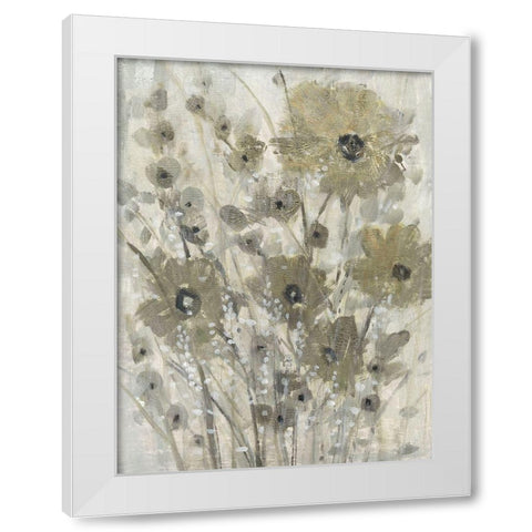 Shimmering Flowers I White Modern Wood Framed Art Print by OToole, Tim