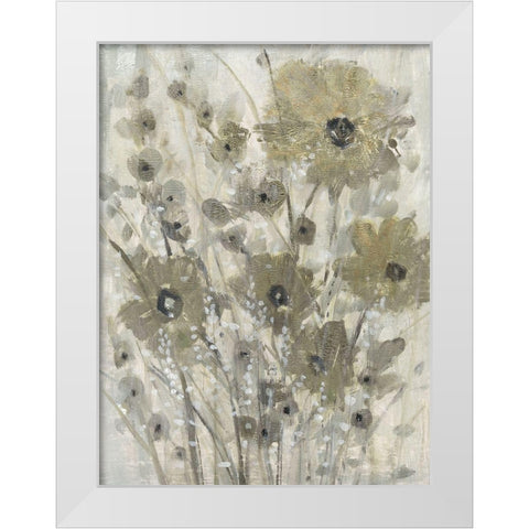 Shimmering Flowers I White Modern Wood Framed Art Print by OToole, Tim