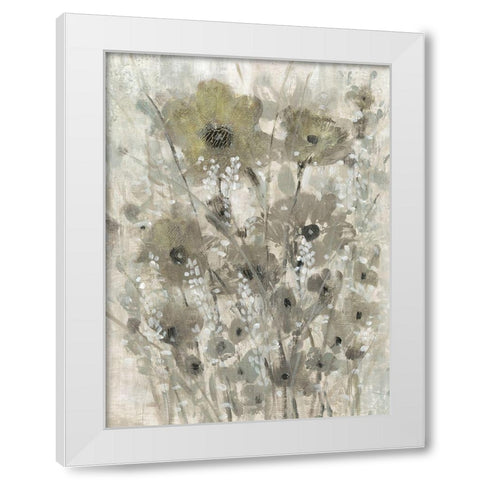 Shimmering Flowers II White Modern Wood Framed Art Print by OToole, Tim