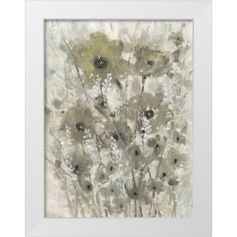 Shimmering Flowers II White Modern Wood Framed Art Print by OToole, Tim
