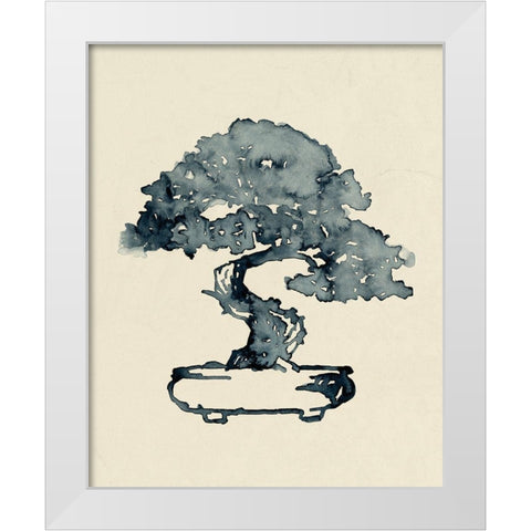 Indigo Bonsai I White Modern Wood Framed Art Print by Green, Jacob