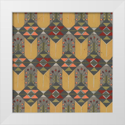 Ochre Tapestry III White Modern Wood Framed Art Print by Vess, June Erica