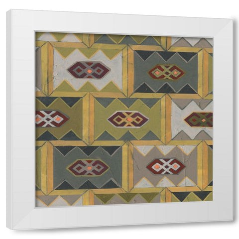Ochre Tapestry IX White Modern Wood Framed Art Print by Vess, June Erica
