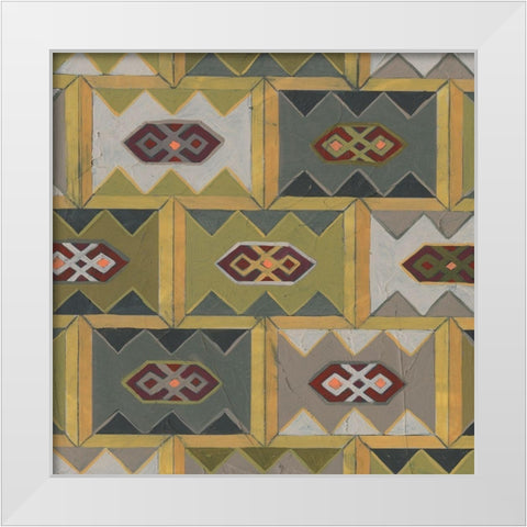Ochre Tapestry IX White Modern Wood Framed Art Print by Vess, June Erica