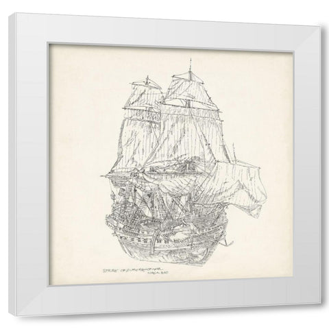 Antique Ship Sketch V White Modern Wood Framed Art Print by Foust, Richard