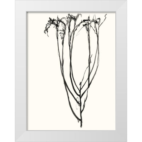 Naive Flower Sketch II White Modern Wood Framed Art Print by Goldberger, Jennifer