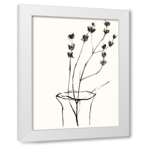 Naive Flower Sketch III White Modern Wood Framed Art Print by Goldberger, Jennifer