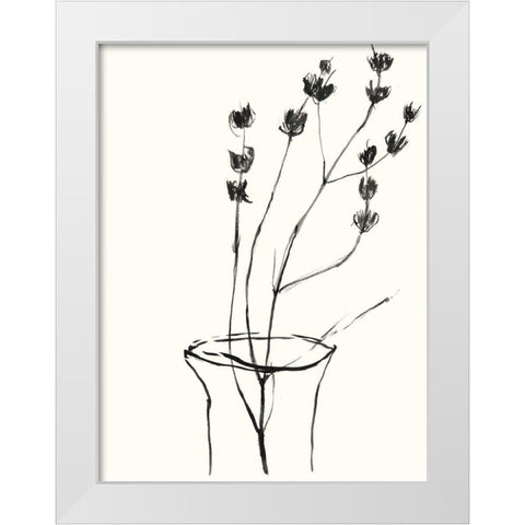 Naive Flower Sketch III White Modern Wood Framed Art Print by Goldberger, Jennifer