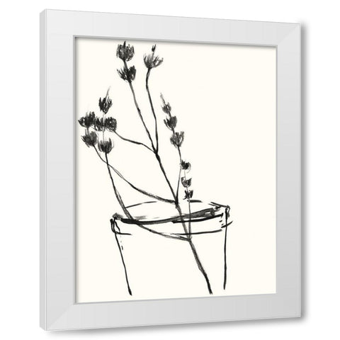 Naive Flower Sketch IV White Modern Wood Framed Art Print by Goldberger, Jennifer