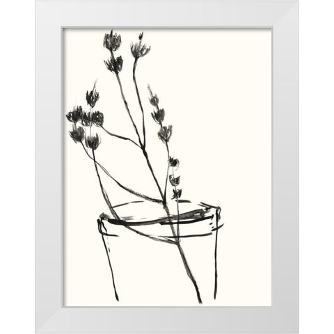 Naive Flower Sketch IV White Modern Wood Framed Art Print by Goldberger, Jennifer