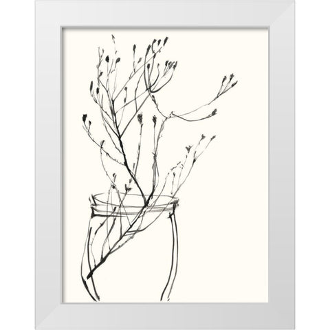 Naive Flower Sketch VI White Modern Wood Framed Art Print by Goldberger, Jennifer